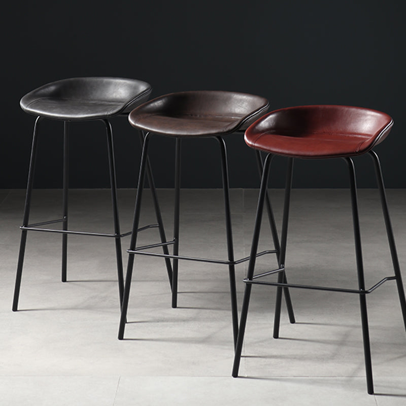 Contemporary Faux Leather Low Back Bucket Bar Stools with Metal Base Clearhalo 'Bar Furniture' 'Bar Stools' 'bar_stools' 'furn' 'furn_bar_stools' 'Furniture' 'Kitchen & Dining Furniture' 7619820