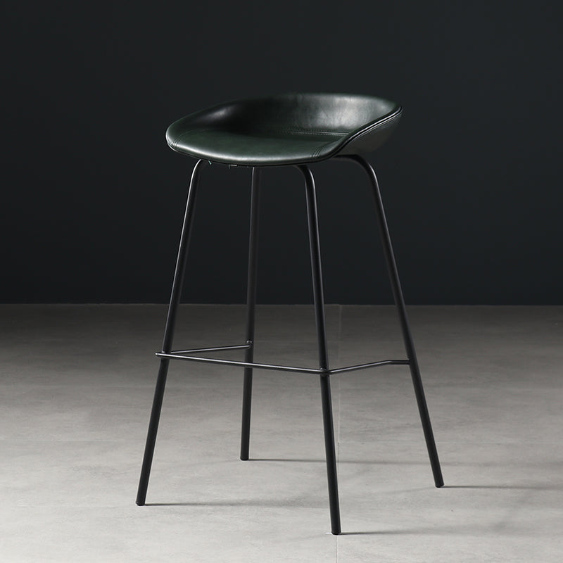 Contemporary Faux Leather Low Back Bucket Bar Stools with Metal Base Green 1 Piece Clearhalo 'Bar Furniture' 'Bar Stools' 'bar_stools' 'furn' 'furn_bar_stools' 'Furniture' 'Kitchen & Dining Furniture' 7619821