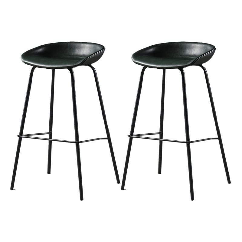 Contemporary Faux Leather Low Back Bucket Bar Stools with Metal Base Green 2 Piece Set Clearhalo 'Bar Furniture' 'Bar Stools' 'bar_stools' 'furn' 'furn_bar_stools' 'Furniture' 'Kitchen & Dining Furniture' 7619822