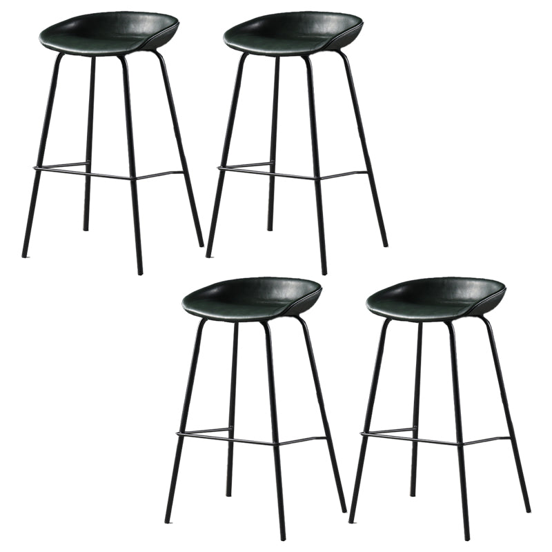 Contemporary Faux Leather Low Back Bucket Bar Stools with Metal Base Green 4 Piece Set Clearhalo 'Bar Furniture' 'Bar Stools' 'bar_stools' 'furn' 'furn_bar_stools' 'Furniture' 'Kitchen & Dining Furniture' 7619823