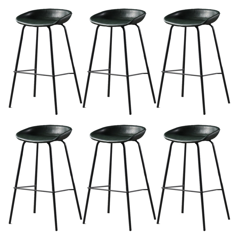Contemporary Faux Leather Low Back Bucket Bar Stools with Metal Base Green 6 Piece Set Clearhalo 'Bar Furniture' 'Bar Stools' 'bar_stools' 'furn' 'furn_bar_stools' 'Furniture' 'Kitchen & Dining Furniture' 7619824