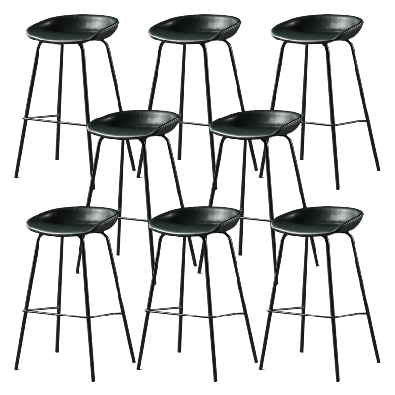 Contemporary Faux Leather Low Back Bucket Bar Stools with Metal Base Green 8 Piece Set Clearhalo 'Bar Furniture' 'Bar Stools' 'bar_stools' 'furn' 'furn_bar_stools' 'Furniture' 'Kitchen & Dining Furniture' 7619825