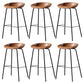 Contemporary Faux Leather Low Back Bucket Bar Stools with Metal Base Yellowish Brown 6 Piece Set Clearhalo 'Bar Furniture' 'Bar Stools' 'bar_stools' 'furn' 'furn_bar_stools' 'Furniture' 'Kitchen & Dining Furniture' 7619834