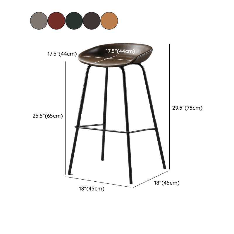 Contemporary Faux Leather Low Back Bucket Bar Stools with Metal Base Clearhalo 'Bar Furniture' 'Bar Stools' 'bar_stools' 'furn' 'furn_bar_stools' 'Furniture' 'Kitchen & Dining Furniture' 7619836
