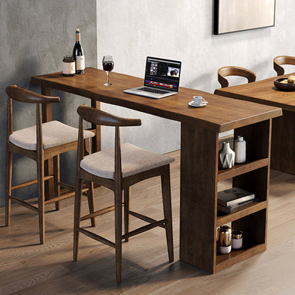 3 Pieces Counter Height Pub Set in Brown, Contemporary Solid Wood Table & Chair(s) Dark Brown Clearhalo 'Bar Furniture' 'furn' 'furn_home_bar_bar_sets' 'Furniture' 'Home Bars & Bar Sets' 'home_bar_bar_sets' 'Kitchen & Dining Furniture' 7619840