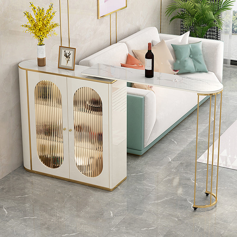 1/2 Pieces Counter Height Pub Set in Gold and White, Oval for Living Room Table 1 Piece Clearhalo 'Bar Furniture' 'furn' 'furn_home_bar_bar_sets' 'Furniture' 'Home Bars & Bar Sets' 'home_bar_bar_sets' 'Kitchen & Dining Furniture' 7619858