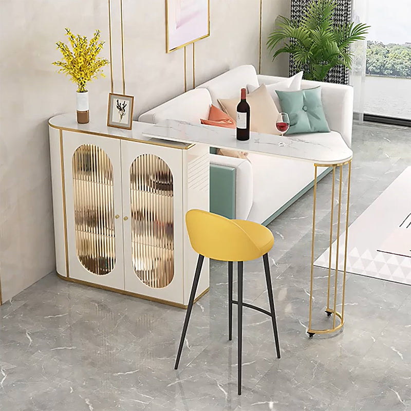 1/2 Pieces Counter Height Pub Set in Gold and White, Oval for Living Room Table & Chair(s) 2 Piece Set Clearhalo 'Bar Furniture' 'furn' 'furn_home_bar_bar_sets' 'Furniture' 'Home Bars & Bar Sets' 'home_bar_bar_sets' 'Kitchen & Dining Furniture' 7619859