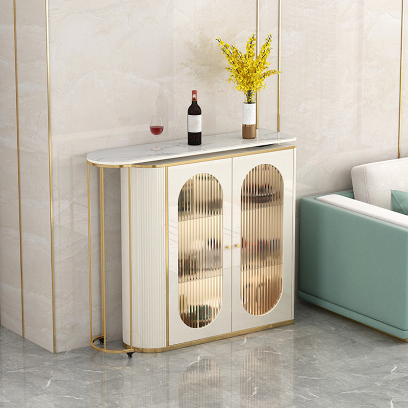 1/2 Pieces Counter Height Pub Set in Gold and White, Oval for Living Room Clearhalo 'Bar Furniture' 'furn' 'furn_home_bar_bar_sets' 'Furniture' 'Home Bars & Bar Sets' 'home_bar_bar_sets' 'Kitchen & Dining Furniture' 7619860