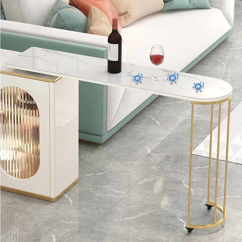 1/2 Pieces Counter Height Pub Set in Gold and White, Oval for Living Room Clearhalo 'Bar Furniture' 'furn' 'furn_home_bar_bar_sets' 'Furniture' 'Home Bars & Bar Sets' 'home_bar_bar_sets' 'Kitchen & Dining Furniture' 7619861