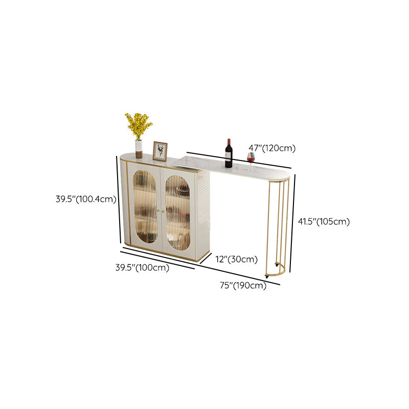 1/2 Pieces Counter Height Pub Set in Gold and White, Oval for Living Room Clearhalo 'Bar Furniture' 'furn' 'furn_home_bar_bar_sets' 'Furniture' 'Home Bars & Bar Sets' 'home_bar_bar_sets' 'Kitchen & Dining Furniture' 7619867