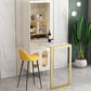 1/2 Pieces Counter Height Pub Set in White and Gold, Rectangular and Modern Table & Chair(s) 2 Piece Set Clearhalo 'Bar Furniture' 'furn' 'furn_home_bar_bar_sets' 'Furniture' 'Home Bars & Bar Sets' 'home_bar_bar_sets' 'Kitchen & Dining Furniture' 7619871