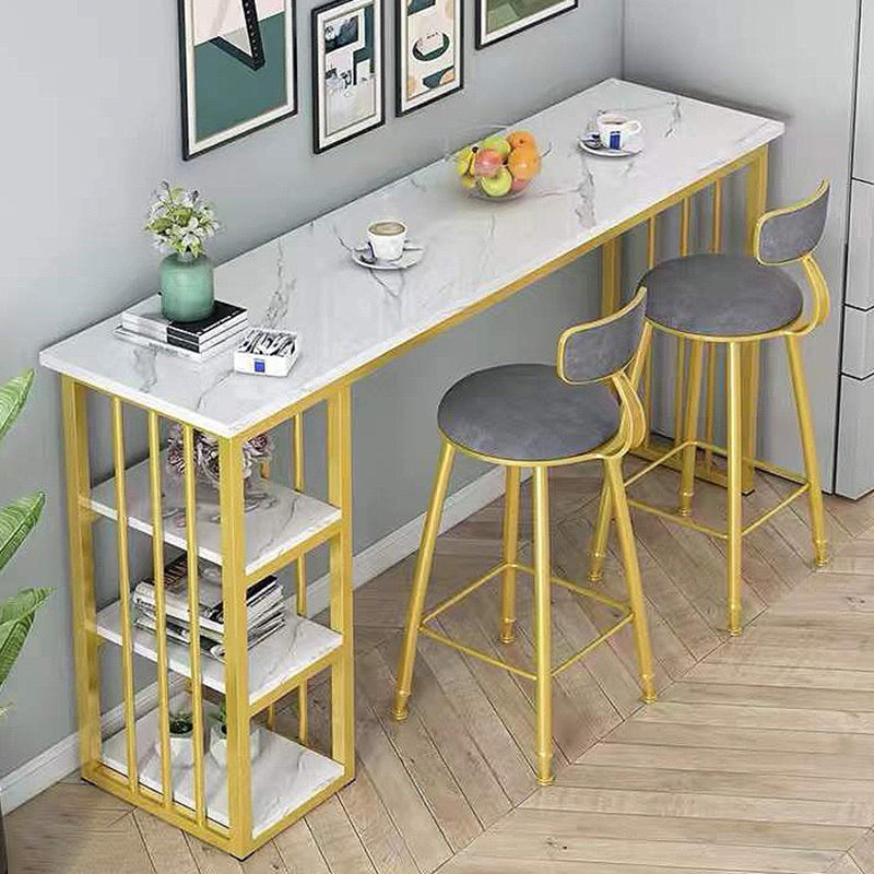 Glam Style Rectangle Wood Bar Height Pub Table for Living Room Clearhalo 'Bar Furniture' 'Bar Tables' 'bar_tables' 'furn' 'furn_bar_tables' 'Furniture' 'Kitchen & Dining Furniture' 7619974