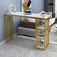 Glam Style Rectangle Wood Bar Height Pub Table for Living Room 47.2"L x 15.7"W x 41.3"H White-Gold Without Chairs Clearhalo 'Bar Furniture' 'Bar Tables' 'bar_tables' 'furn' 'furn_bar_tables' 'Furniture' 'Kitchen & Dining Furniture' 7619977