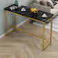 Glam Style Rectangle Wood Bar Height Pub Table for Living Room 39.4"L x 15.7"W x 41.3"H Black-Gold Without Chairs Clearhalo 'Bar Furniture' 'Bar Tables' 'bar_tables' 'furn' 'furn_bar_tables' 'Furniture' 'Kitchen & Dining Furniture' 7619982
