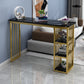 Glam Style Rectangle Wood Bar Height Pub Table for Living Room 47.2"L x 15.7"W x 41.3"H Black-Gold Without Chairs Clearhalo 'Bar Furniture' 'Bar Tables' 'bar_tables' 'furn' 'furn_bar_tables' 'Furniture' 'Kitchen & Dining Furniture' 7619984