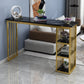 Glam Style Rectangle Wood Bar Height Pub Table for Living Room 55.1"L x 15.7"W x 41.3"H Black-Gold Without Chairs Clearhalo 'Bar Furniture' 'Bar Tables' 'bar_tables' 'furn' 'furn_bar_tables' 'Furniture' 'Kitchen & Dining Furniture' 7619986