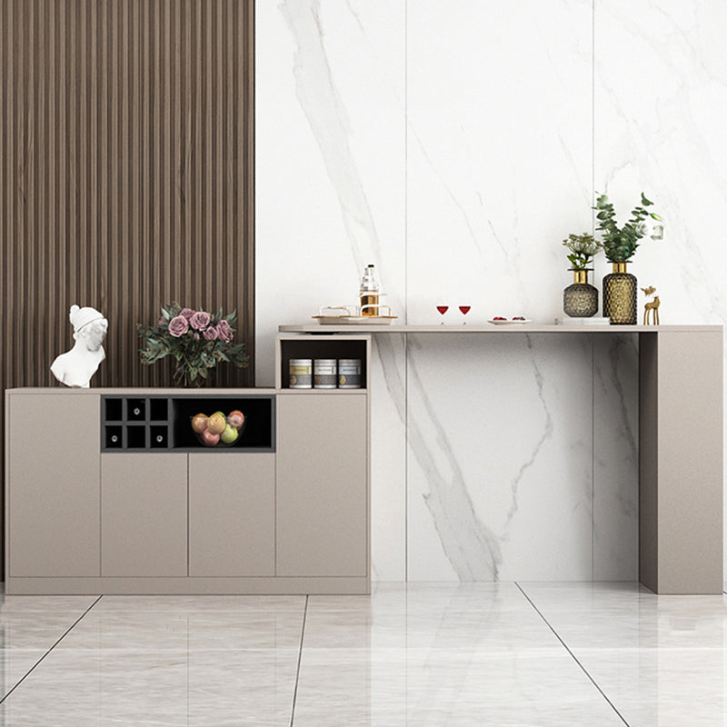 Contemporary Specialty Wood Bar Height Pub Table for Living Room 66.9"L x 15.7"W x 41.3"H Gray-Khaki Without Chairs Clearhalo 'Bar Furniture' 'Bar Tables' 'bar_tables' 'furn' 'furn_bar_tables' 'Furniture' 'Kitchen & Dining Furniture' 7620013