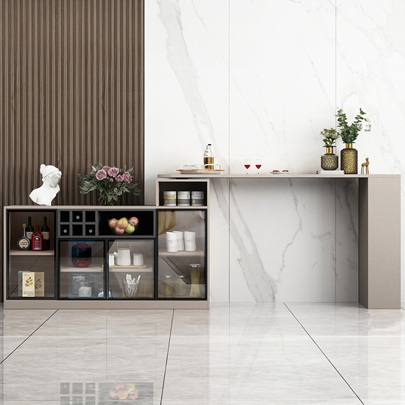 Contemporary Specialty Wood Bar Height Pub Table for Living Room 74.8"L x 15.7"W x 41.3"H Light Gray Without Chairs Clearhalo 'Bar Furniture' 'Bar Tables' 'bar_tables' 'furn' 'furn_bar_tables' 'Furniture' 'Kitchen & Dining Furniture' 7620018