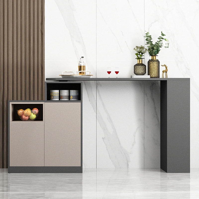 Modern Style Wood Specialty Bar Height Pub Table for Living Room 43.3"L x 15.7"W x 41.3"H Dark Gray-Black Without Chairs Clearhalo 'Bar Furniture' 'Bar Tables' 'bar_tables' 'furn' 'furn_bar_tables' 'Furniture' 'Kitchen & Dining Furniture' 7620035