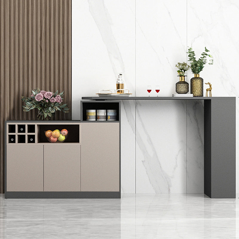 Modern Style Wood Specialty Bar Height Pub Table for Living Room 59.1"L x 15.7"W x 41.3"H Dark Gray-Black Without Chairs Clearhalo 'Bar Furniture' 'Bar Tables' 'bar_tables' 'furn' 'furn_bar_tables' 'Furniture' 'Kitchen & Dining Furniture' 7620041