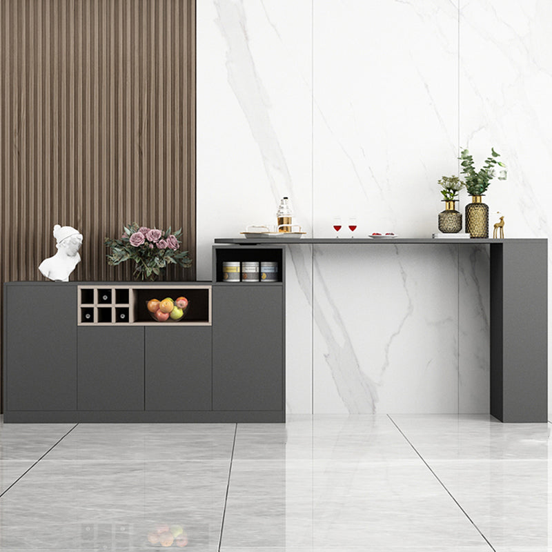 Modern Style Wood Specialty Bar Height Pub Table for Living Room 74.8"L x 15.7"W x 41.3"H Matte Black Without Chairs Clearhalo 'Bar Furniture' 'Bar Tables' 'bar_tables' 'furn' 'furn_bar_tables' 'Furniture' 'Kitchen & Dining Furniture' 7620051
