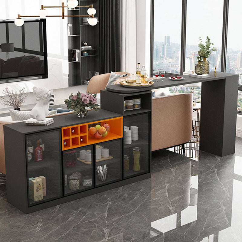 Modern Style Wood Specialty Bar Height Pub Table for Living Room 74.8"L x 15.7"W x 41.3"H Gloss Black Without Chairs Clearhalo 'Bar Furniture' 'Bar Tables' 'bar_tables' 'furn' 'furn_bar_tables' 'Furniture' 'Kitchen & Dining Furniture' 7620055