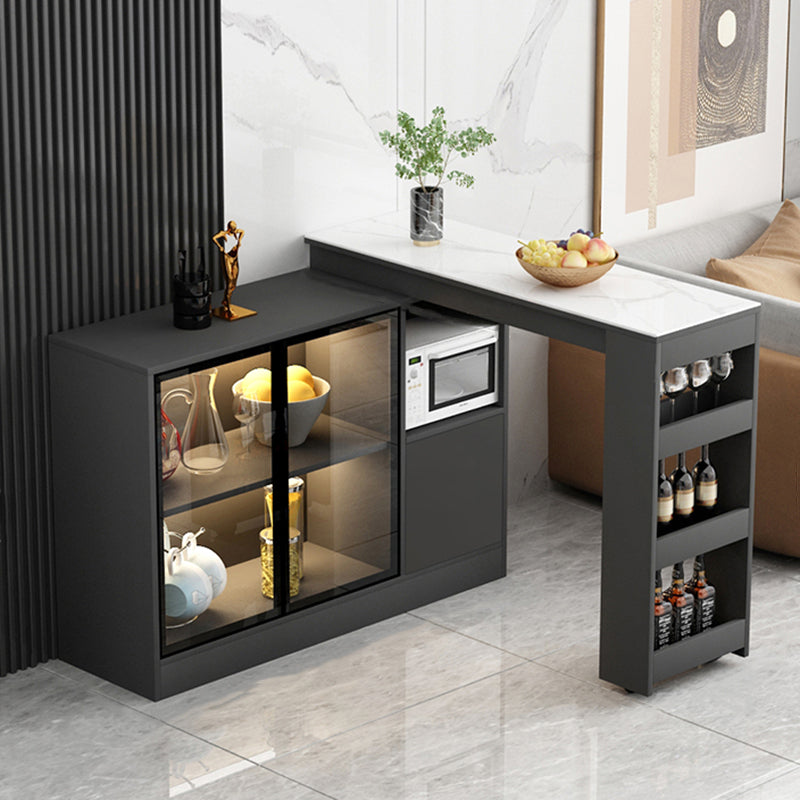 Modem & Contemporary Rectangle Wood Bar Height Pub Table for Living Room 47"L x 16"W x 41"H Black White Black Without Chairs Clearhalo 'Bar Furniture' 'Bar Tables' 'bar_tables' 'furn' 'furn_bar_tables' 'Furniture' 'Kitchen & Dining Furniture' 7620089