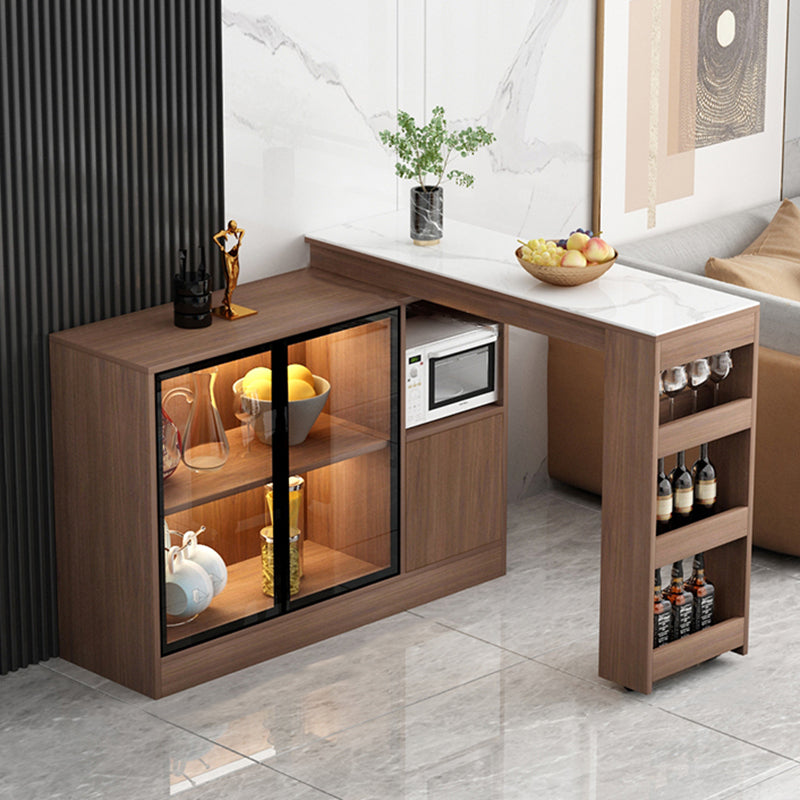 Modem & Contemporary Rectangle Wood Bar Height Pub Table for Living Room 47"L x 16"W x 41"H Brown White Without Chairs Clearhalo 'Bar Furniture' 'Bar Tables' 'bar_tables' 'furn' 'furn_bar_tables' 'Furniture' 'Kitchen & Dining Furniture' 7620090