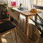 Eigentijdse massief houten rechthoekige bartafel op barhoogte voor de woonkamer
