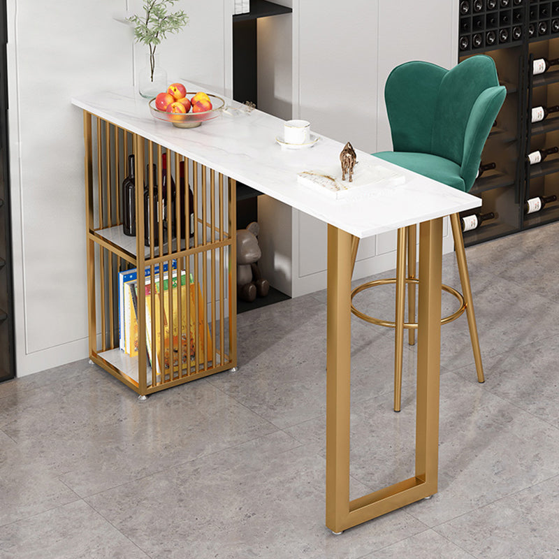 Glam Bar Dining Table White Rectangle Living Room Counter Table Clearhalo 'Bar Furniture' 'Bar Tables' 'bar_tables' 'furn' 'furn_bar_tables' 'Furniture' 'Kitchen & Dining Furniture' 7620235