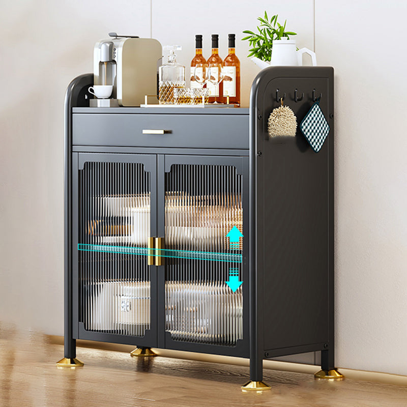 Porte di vetro a scaffalatura regolabile armadio nero cucina nera