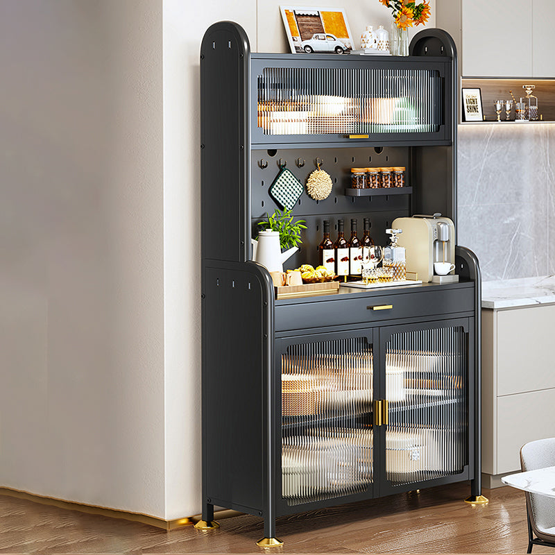 Porte di vetro a scaffalatura regolabile armadio nero cucina nera