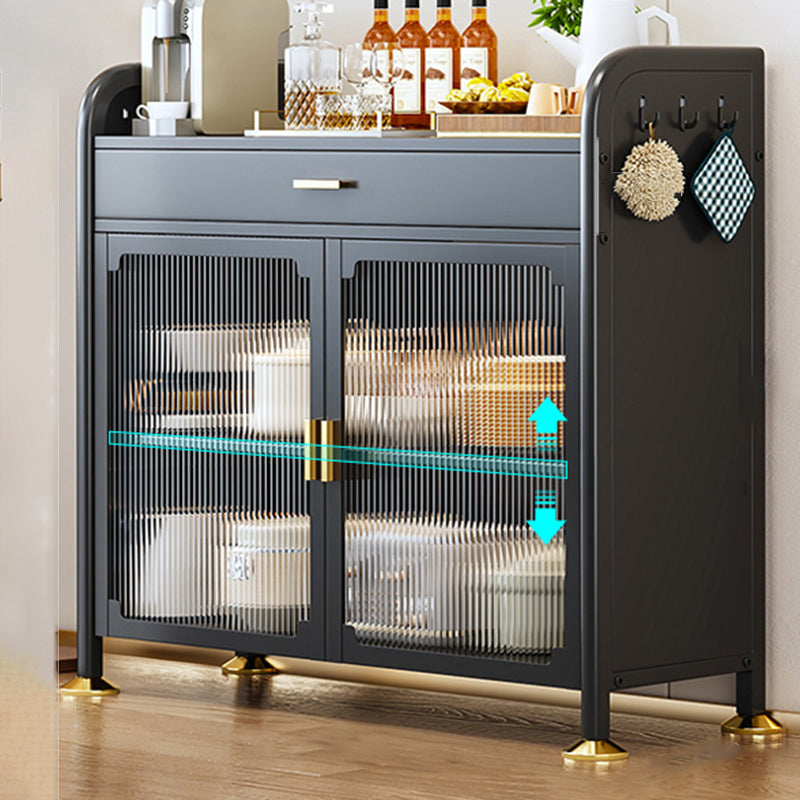 Porte di vetro a scaffalatura regolabile armadio nero cucina nera