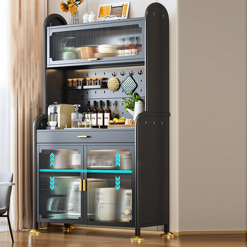 Porte di vetro a scaffalatura regolabile armadio nero cucina nera