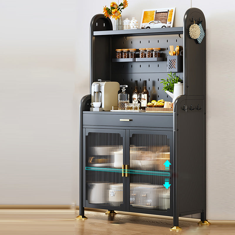 Porte di vetro a scaffalatura regolabile armadio nero cucina nera