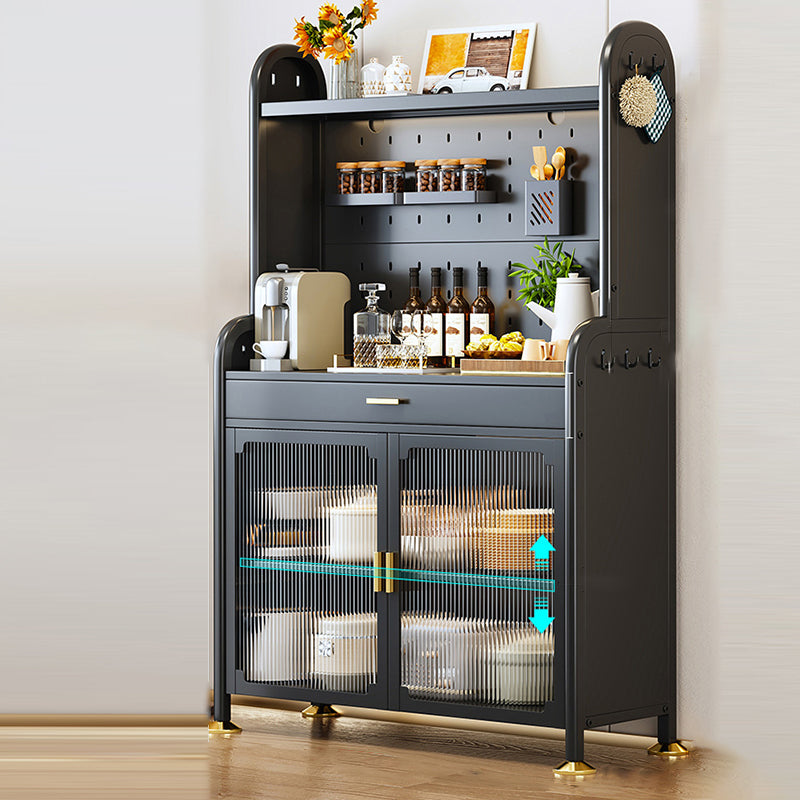 Porte di vetro a scaffalatura regolabile armadio nero cucina nera