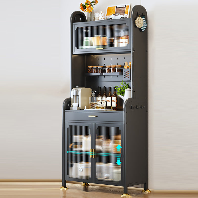 Porte di vetro a scaffalatura regolabile armadio nero cucina nera