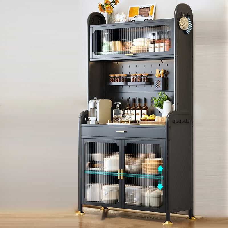 Porte di vetro a scaffalatura regolabile armadio nero cucina nera