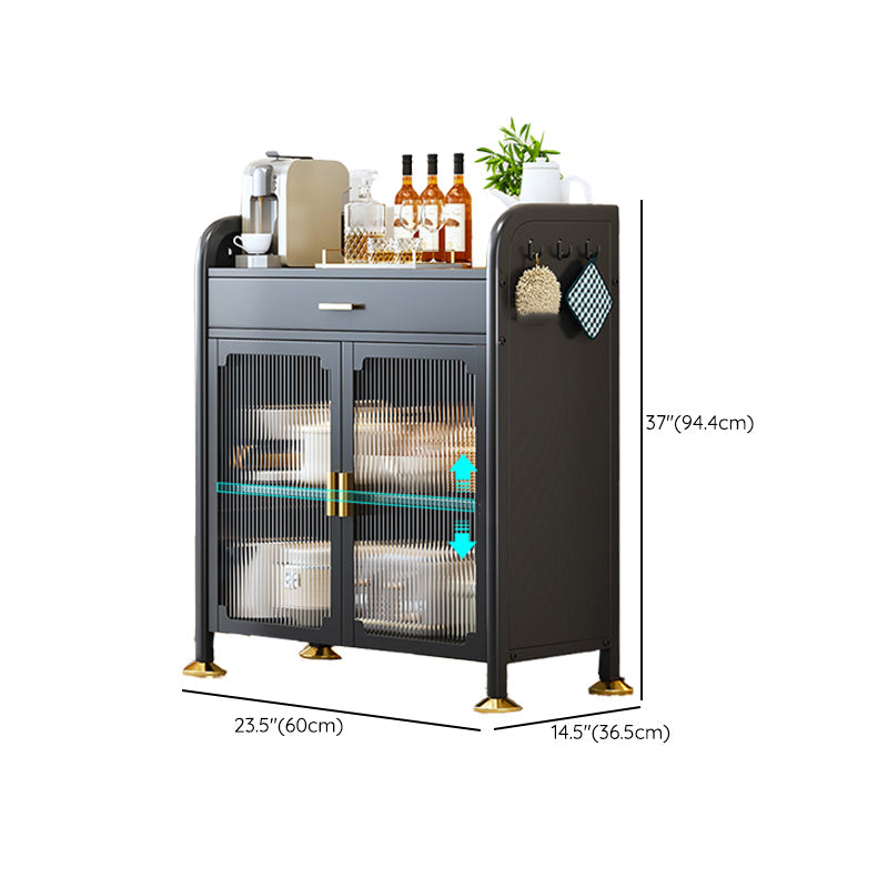 Porte di vetro a scaffalatura regolabile armadio nero cucina nera