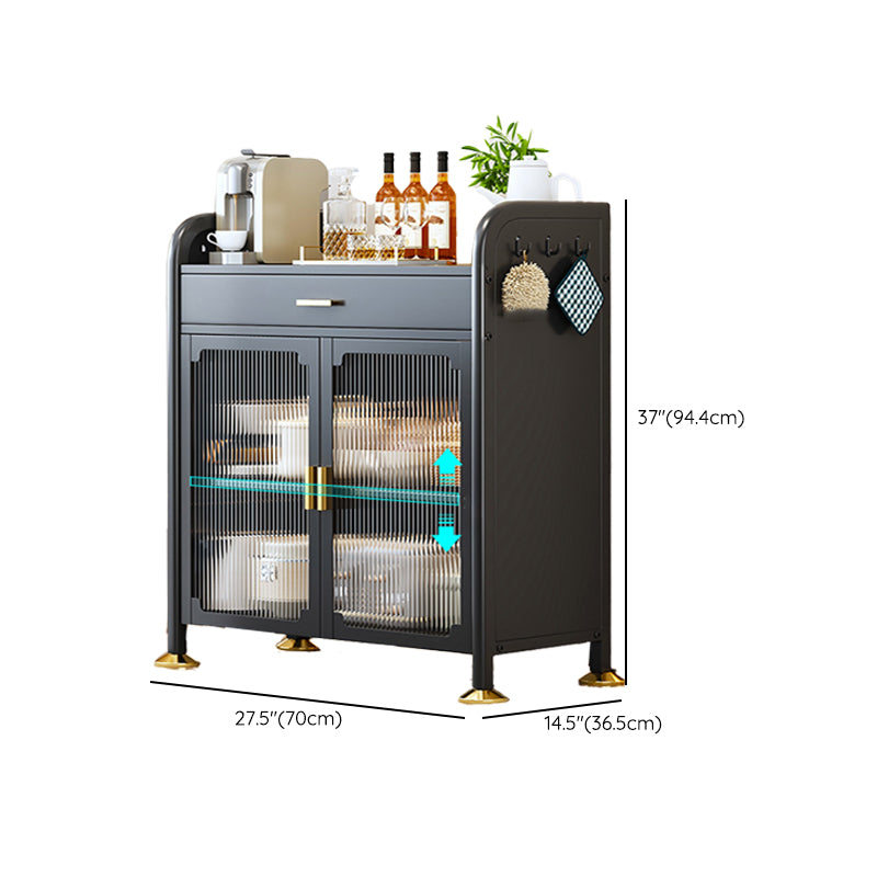 Porte di vetro a scaffalatura regolabile armadio nero cucina nera