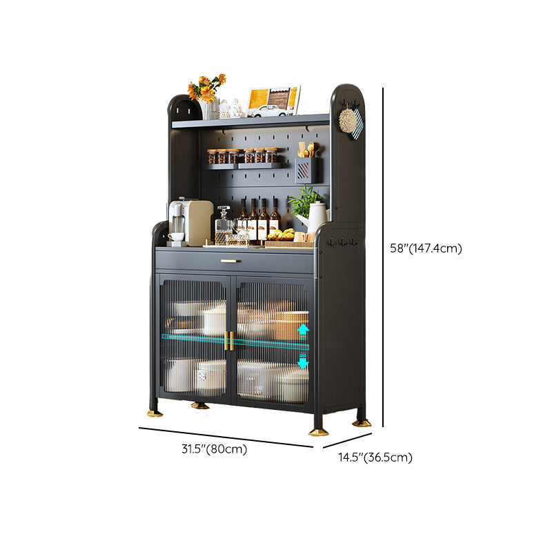 Porte di vetro a scaffalatura regolabile armadio nero cucina nera