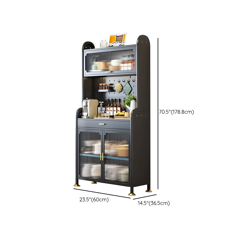 Porte di vetro a scaffalatura regolabile armadio nero cucina nera