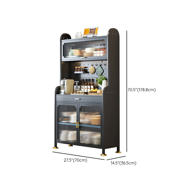 Porte di vetro a scaffalatura regolabile armadio nero cucina nera