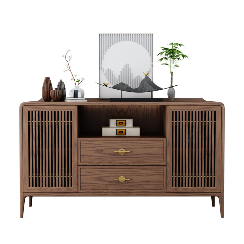 Solid Wooden Sideboard Table 15.7" W √ó35.4" H Living Room Buffet Stand Walnut Clearhalo 'buffet_sideboard' 'Buffets & Sideboards' 'furn' 'furn_buffet_sideboard' 'Furniture' 'Kitchen & Dining Furniture' 7620401