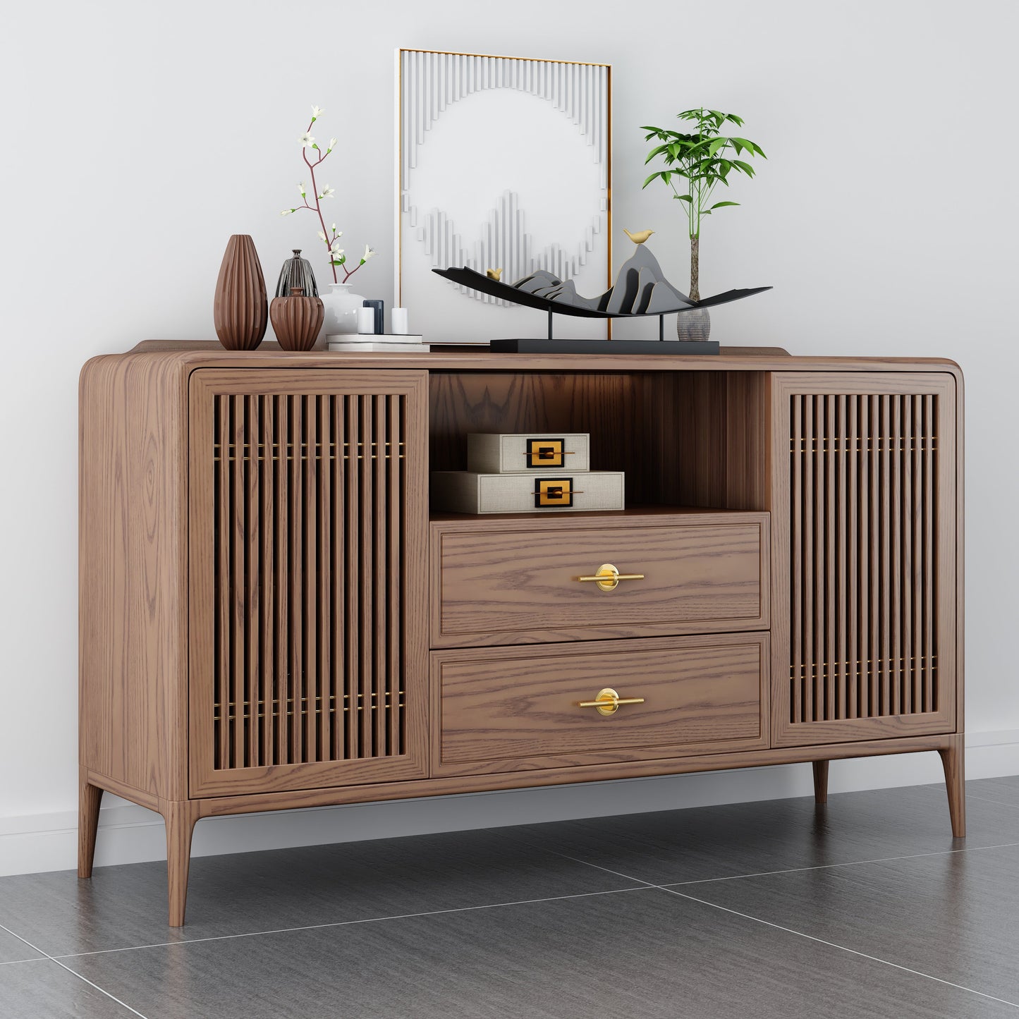Solid Wooden Sideboard Table 15.7" W √ó35.4" H Living Room Buffet Stand Clearhalo 'buffet_sideboard' 'Buffets & Sideboards' 'furn' 'furn_buffet_sideboard' 'Furniture' 'Kitchen & Dining Furniture' 7620404