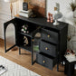 Armadi in stile glam Storage a buffet a buffet in legno con 3-cassetti