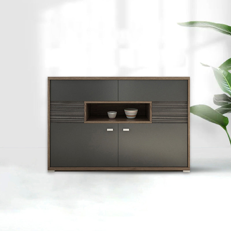 Modernism Wood Sideboard Table Open Storage Server for Living Room Dark Gray Clearhalo 'buffet_sideboard' 'Buffets & Sideboards' 'furn' 'furn_buffet_sideboard' 'Furniture' 'Kitchen & Dining Furniture' 7620445