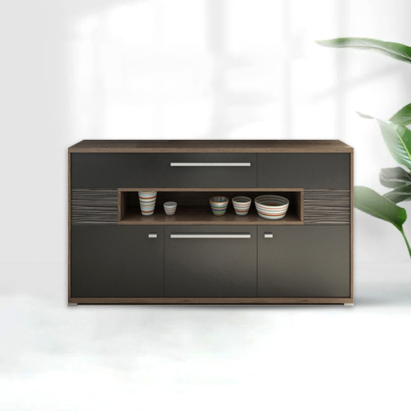 Modernism Wood Sideboard Table Open Storage Server for Living Room 55.1"L x 11.7"W x 32.1"H Dark Gray Clearhalo 'buffet_sideboard' 'Buffets & Sideboards' 'furn' 'furn_buffet_sideboard' 'Furniture' 'Kitchen & Dining Furniture' 7620447
