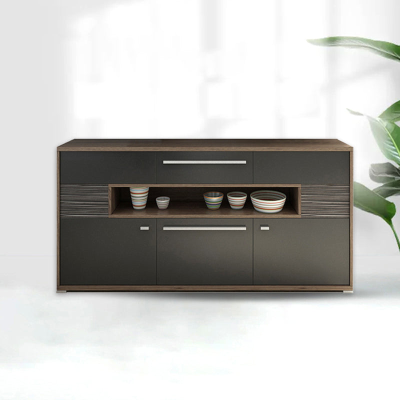 Modernism Wood Sideboard Table Open Storage Server for Living Room 63"L x 11.7"W x 32.1"H Dark Gray Clearhalo 'buffet_sideboard' 'Buffets & Sideboards' 'furn' 'furn_buffet_sideboard' 'Furniture' 'Kitchen & Dining Furniture' 7620449