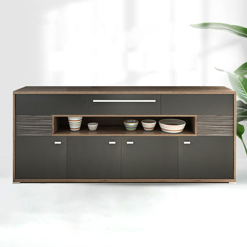 Modernism Wood Sideboard Table Open Storage Server for Living Room 78.7"L x 11.7"W x 32.1"H Dark Gray Clearhalo 'buffet_sideboard' 'Buffets & Sideboards' 'furn' 'furn_buffet_sideboard' 'Furniture' 'Kitchen & Dining Furniture' 7620453